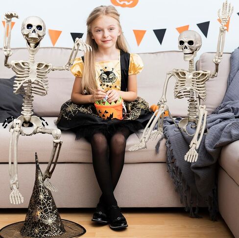 HBSTK 2 Pack 40 Inches Halloween Skeleton Life Size Full Body Posable Movable Jonints for Halloween Decoration Décor in Kuwait