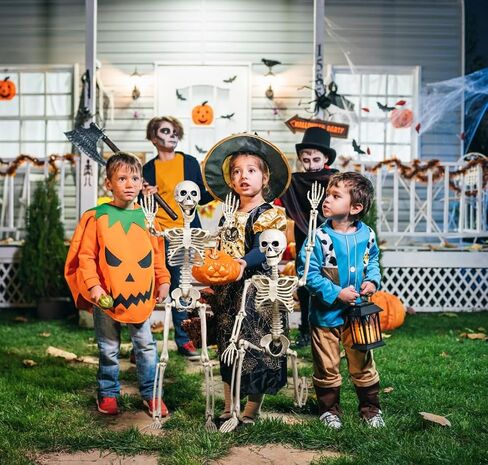HBSTK 2 Pack 40 Inches Halloween Skeleton Life Size Full Body Posable Movable Jonints for Halloween Decoration Décor in Kuwait