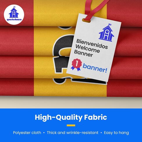 Quarterhouse Bienvenidos Welcome Banner for Spanish Classrooms, Businesses, & Special Events - Spanish Flag (Yellow & Red) Background - Polyester, 60 x 10 Inches in Saudi Arabia