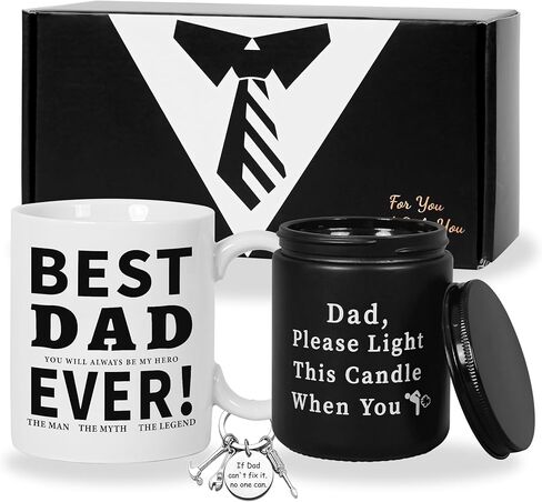 Gifts for Dad, Mug for Father, Candle for Daddy, MY FAVORITE CHILD GAVE ME THIS MUG Coffee Mug with Keychain, Fathers Day Gift for Birthday Christmas Gifts from Daughter Son in Saudi Arabia