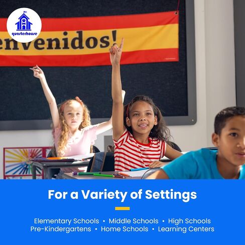 Quarterhouse Bienvenidos Welcome Banner for Spanish Classrooms, Businesses, & Special Events - Spanish Flag (Yellow & Red) Background - Polyester, 60 x 10 Inches in Saudi Arabia