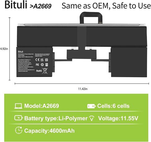 A2669 A2681 Laptop Battery Replacement for MacBook AIR 13" M2 2022 A2681 661-26150 MLY33LL/A MLY43LL/A Series Notebook 11.55V 53.13Wh in Saudi Arabia