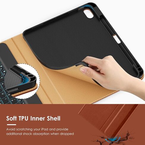 VIKESI Keyboard Case for iPad (A16,2025) 11th Generation/iPad 10th Generation Case (10.9" 2022),Premium Leather Smart Cover,Built-in Breathing Light,Function Row,Pencil Holder,Card Slots - Tea Brown in Kuwait