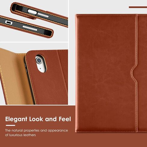 VIKESI Keyboard Case for iPad (A16,2025) 11th Generation/iPad 10th Generation Case (10.9" 2022),Premium Leather Smart Cover,Built-in Breathing Light,Function Row,Pencil Holder,Card Slots - Tea Brown in Kuwait