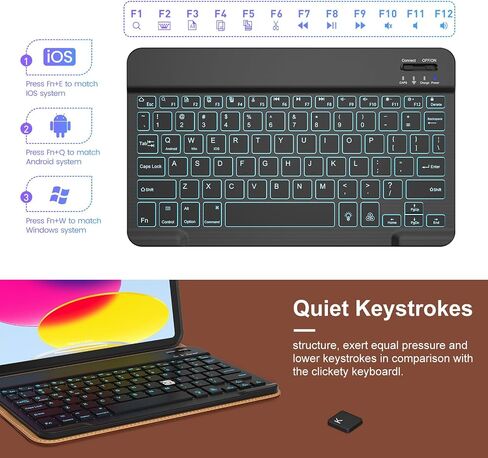 VIKESI Keyboard Case for iPad (A16,2025) 11th Generation/iPad 10th Generation Case (10.9" 2022),Premium Leather Smart Cover,Built-in Breathing Light,Function Row,Pencil Holder,Card Slots - Tea Brown in Kuwait