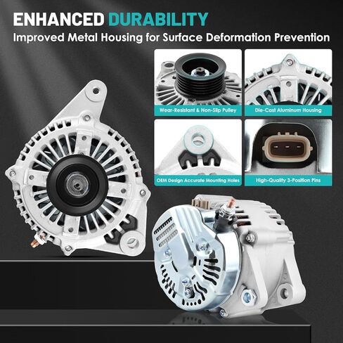 11034 Car Alternator 12V 100 Amp, 7-Groove Pulley Fit for Toyota Camry 04-06, Highlander 04-07, Solara 04-08 & for Scion tC 05-10 L4 2.4L Automotive Replacement Alternators 11034N 104210-388 in Saudi Arabia