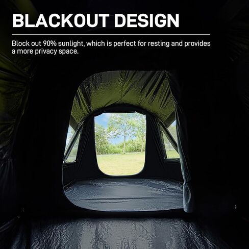 إيفر أدفانسد خيمة تعتيم للتخييم تتسع لـ10 اشخاص، خيمة متعددة الغرف للعائلة، خيمة كابينة محمولة للخيام الكبيرة الخارجية مع غطاء مطر وشنطة حمل، بابين، مقاومة للماء، 14 قدم × 10 قدم × 84 انش in Kuwait