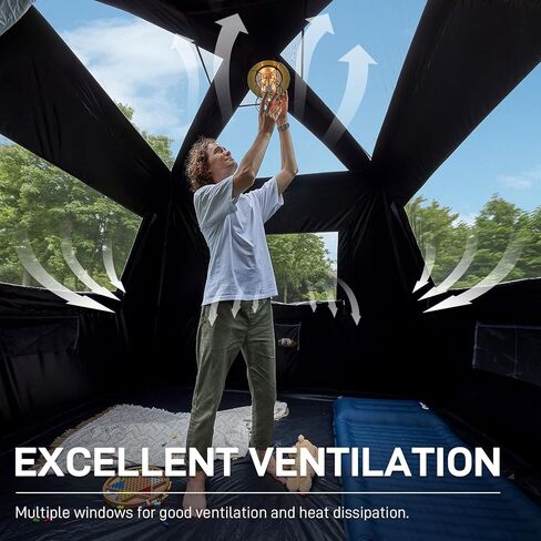 إيفر أدفانسد خيمة تعتيم للتخييم تتسع لـ10 اشخاص، خيمة متعددة الغرف للعائلة، خيمة كابينة محمولة للخيام الكبيرة الخارجية مع غطاء مطر وشنطة حمل، بابين، مقاومة للماء، 14 قدم × 10 قدم × 84 انش in Kuwait