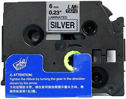 6/Pack LM Tapes - LMe911 Premium 1/4" Black Print on Silver Label Compatible with Brother TZe911 P-Touch Tape Includes a Tape Color/Size Guide. Replaces TZe-911 6mm 0.23 Laminated in Kuwait