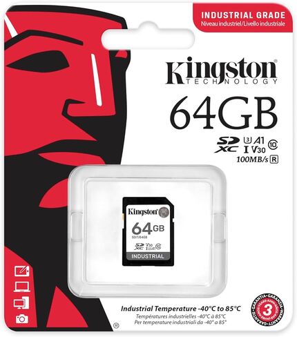 Kingston Industrial SD Card, Up to 100MB/s, High Endurance, UHS-I U3 V30 A1, (SDIT/64GB) in Saudi Arabia