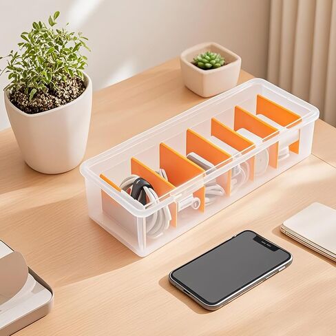 Klmnop 2 Pack Cable Cable Organizer Box مع 20 Ties Ties 30 ملصقات الكابلات ، صندوق تخزين سلك بلاستيكي واضح مع غطاء ، منظم شاحن الهاتف لدرج مكتب المكتب المنزلي (Clear) in Saudi Arabia