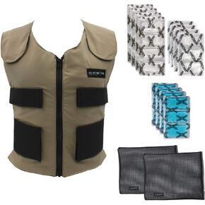 Glacier Tek Cooling Vest for Men and Women with 8 Cooling Packs Plus Booster Set-Maintains 59ºF for up to 2.5 Hours