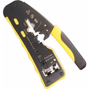 [The Final Pass Through Crimper] Crimps RJ45 Pass Thru and RJ11/RJ12 Standard Network Connectors for CAT5/5e CAT6/6a CAT7 Shielded and Unshielded Ethernet Cables All in One