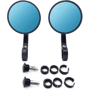 Universal Bar End Mirrors, Motorcycle Handlebar Rearview Mirrors Blue Lense Anti Glare, 7/8" Handle Round Compatible with Most ATV, UTV, Motorcycle, E-bike, Scooters