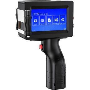 Handheld Printer Portable 1580P1 with 4.3 Inch Touch Screen Quick-Drying Handheld Inkjet Printer Printing Height 0.08-0.5" for Barcode/Label/Logo/QRCode/Date/Batch Number/Barcode