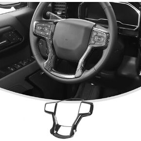Linskip Steering Wheel Trim Compatible with Chevy Silverado 2019 2020 2021 2022 2023 2024, for Chevrolet Silverado 1500 Steering Wheel Cover, Interior Accessories(Dark Wood Grain)