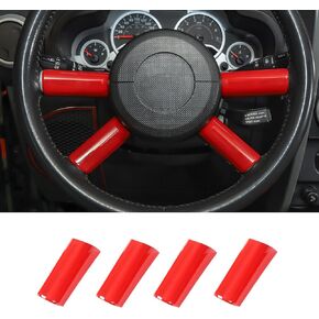 Steering Wheel Cover Trim Interior Decaration for 2007-2010 Jeep Wrangler JK JKU 2 Door & 4 Door (Red)
