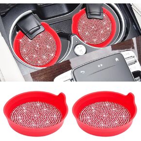 Amooca Bling Cup Holder Coaster for Car Non-Slip Universal Automotive Cup Holders Sift-proof spill Holder Car Interior Accessories 2 Pack Black & AB Rhinestone