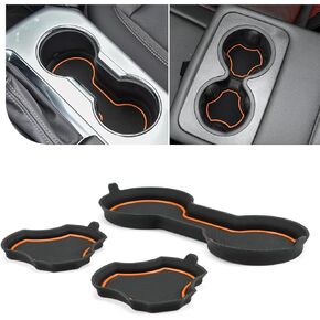 Auovo Cup Holder Inserts Coaster Compatible with Chevy Blazer Accessories 2019 2020 2021 2022 2023 2024 Silicone Cup Mat Pad Car Interior Decoration (3-pcs kit, Black)
