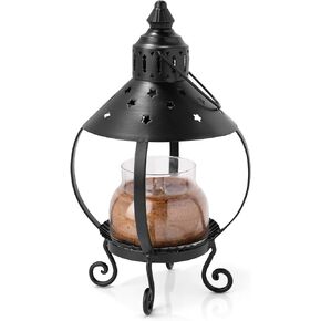 A Cheerful Giver Metal Candle Lantern - 13.5" Tall Black Star Lantern Fits Keepers of the Light Baby, Mama, Papa Candles - Rustic Candle Accessories