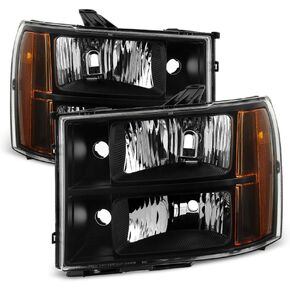ACANII - For 2007-2013 GMC Sierra 1500 2500HD 3500HD Chrome Housing Headlights Headlamps Pair Driver + Passenger Side