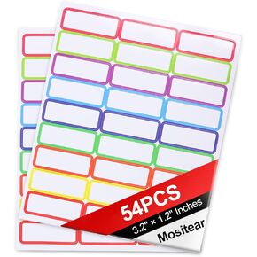 54pcs Magnetic Dry Erase Labels Colorful Name Tags Flexible Reusable Magnetic Label Stickers for White Board Refrigerator Locker Size 3.2"x1.2" by Mositear