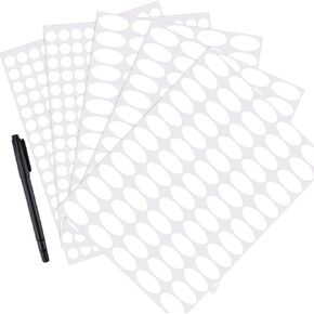 Mudder 325 Pieces Essential Oil Label Bottle Stickers White Waterproof Labels Oval-Shaped and Round Oils Stickers with Marker Pen()