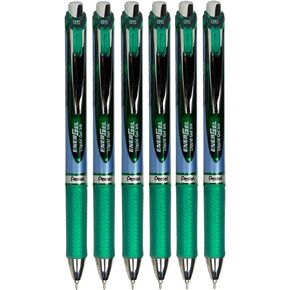 Pentel EnerGel 0.5mm Needle Tip Green Ink Liquid Gel Pens (BLN75-D) - 6 Pack