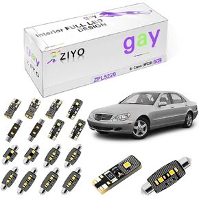 ZPL5140 - LED Interior Light Kit Replacement for Mercedes Benz S Class W140 1991-1999, 6000K Xenon White Dome Light Bulbs Upgrage Error Free (W140 1991-1999 (25 Bulbs))