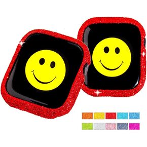 2 Pack Bling Glitter Compatible with Apple Watch Case 40mm, Series 6/SE/5/4,Hand Made Real Bling Glitter Gift for Women Girls Soft case 40mm (Yellow)