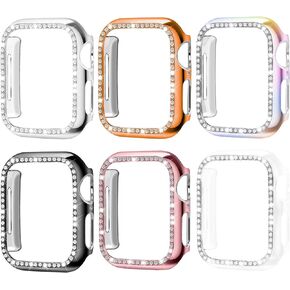 [1-Pack] Aladrs Bling Hard Bumper Frame Compatible for Apple Watch 40mm Case, Shiny Crystal Diamonds Protective Cover for iWatch Series 6 Series 5 Series 4 SE (Silver 40mm)