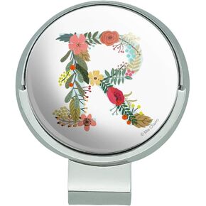 GRAPHICS & MORE Letter R Floral Monogram Initial Golf Hat Clip with Magnetic Ball Marker