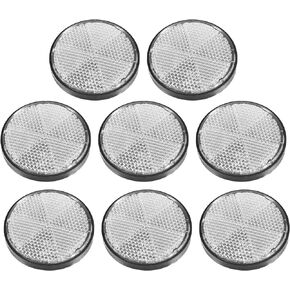 X AUTOHAUX 8 Pcs Round Stick-on Safety Spoke Reflective Self Adhesive Reflector for Gate Posts Cars Trailer Motorcycle Trucks Boat Bicycle Bike White