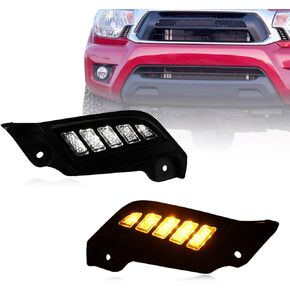 FulL LED DRL Lens Front Headlight Side Marker Bumper Light Assembly Compatible with 2012-2015 Tacoma,Switchback White&Amber Functions as Tail Light Turn Signal Light
