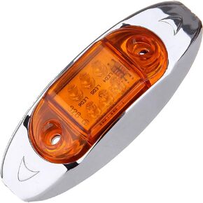 Oval Amber LED Trailer Marker Light w/Chrome Bezel Side Marker Lights 6 LED Top Clearance Indicator Lights Surface Mount for Truck Trailer Boat Car RV (4 pcs)