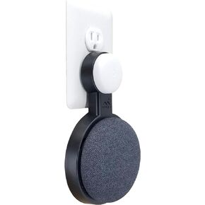 The Mini Genie for Google Nest Mini (2nd Gen) | Multi-Pack Disc. | Lowest Profile | No Ugly Bulk | Vertical or Horizontal | Outlet Wall Mount Hanger Stand (Black, 1-Pack)