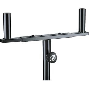 K&M Konig & Meyer 14940.000.55 Speaker Mounting Fork Stand | Adjustable Width 12"- 19" | Two 55 lbs Single Speakers on Slip On Stand | Attach to 1.38" Tube Diameter | German Made | Black