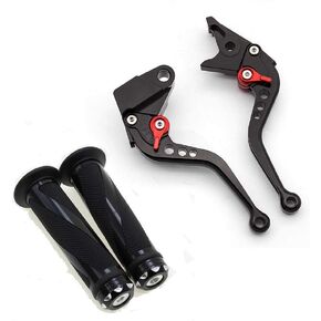 Krace Motorcycle Clutch Brake Levers Set For NC700 S/X 2012-2013 CB599/CB600 HORNET 1998-2006 CBR 600 F2,F3,F4,F4i CBR900RR 1993-1999 VTX1300 2003-2008 w.7/8" 22mm Rubber Handlebar Hand Grips
