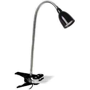 Newhouse Lighting NHCLP-LED-BLK Black Metal Flexible Clamp-Style LED Goose Neck Desk Lamp in 3000K Warm White Color Temperature with Power Adapter and 6 ft. Power Cord