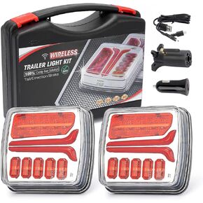 SUPAREE 2PCS LED Wireless Magnetic Trailer Tail Light Kit Rechargeable Towing Tail Light with 7 Way to 4 Way Transmitter for Tow Trucks, Utility Trailers, Caravans, Campers, RVs, Vans, Boats
