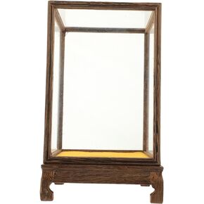 Cabilock Glass Cover Display Cabinet Display case Chinese Display Acrylic Doll Display case Vintage Dolls Acrylic Trays for Display Toys Model Holder Desktop Wooden Antique