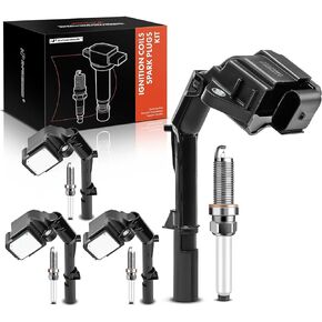 A-Premium Set of 4 Ignition Coil Pack and Iridium Spark Plugs Compatible with Mercedes-Benz C300, C350e, E300, Sprinter, GLC300, GLC350e, GLA250, CLA250, Metris, SLC300, SLK300 & Infiniti Q50, Q60