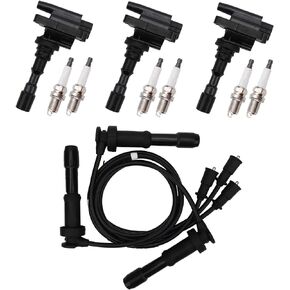 MAYASAF UF432 Ignition Coils 3 Pack + 6 Spark Plugs Kit Compatible for Hyundai 2001 XG300/2002 XG350 for Kia 2002 2003 2004 2005 Sedona