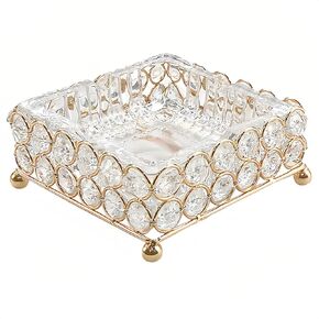 منفضة سجائر سيجار زجاجية معدنية من XB'ANG للسجائر في الهواء الطلق قابلة للفصل 2 في 1 منفضة سجائر كريستال مربعة للأعشاب/ديكور المنزل/الخارج/داخلي/خارجي/فناء ذهبي (4.72 × 4.72 بوصة) in Kuwait