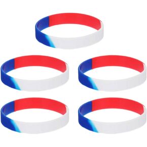 BinaryABC 4th of July Silicone Motivational Wristband,Red White and Blue Rubber Bracelet,Mmemorial Day Independence Day Decorations,5PCS