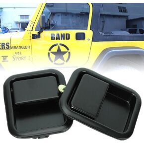 BASIKER 2 PCS Exterior Door Handles, Left Right Driver Passenger Outside for 1991-1996 Jeep Wrangler YJ / 1997-2006 TJ, Jeep Wrangler YJ TJ Accessories 55176382AE 55176383AE