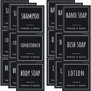 Segbeauty Bathroom Labels for Soap Dispenser, 18pcs 2.5in White Waterproof Removable Self-Adhesive Stickers, Reusable Shampoo Conditioner Hand Soap Lotion Shower Dispenser Bottles Label Stickers