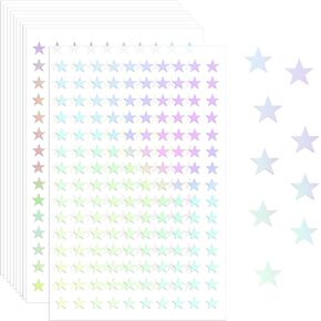 1500pcs Star Sticker, Self-Adhesive Holographic Small Star Sticker for Crafts Laser Five-Pointed Mini Foil Star Sticker for Kids Reward at School Classroom (Laser Silver)
