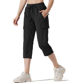 M MAROAUT Women's Hiking Pants Cargo Joggers with Pockets, Lightweight Quick-Dry Athletic Capris for Running Gym Workout