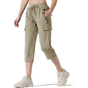 M MAROAUT Women's Hiking Pants Cargo Joggers with Pockets, Lightweight Quick-Dry Athletic Capris for Running Gym Workout